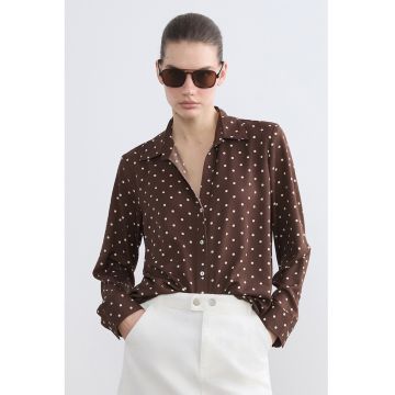 Camasa cu model buline - Alb/Maro