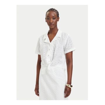 Camasa dama -  alb - bumbac - croiala regular fit - maneca scurta