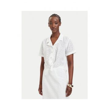 Camasa dama -  alb - bumbac - croiala regular fit - maneca scurta