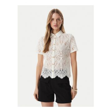 Camasa dama -  alb - bumbac - maneci scurte - croiala regular fit