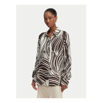 Camasa dama -  animal print - bej - maro - viscoza - maneca lunga -