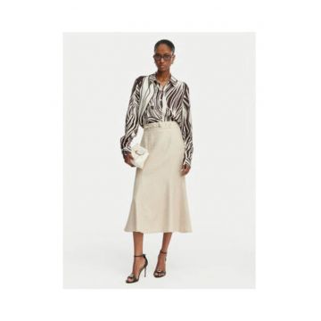 Camasa dama -  animal print - bej - maro - viscoza - maneca lunga -