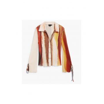 Camasa dama -  bej - maro - portocaliu - material usor - maneci evazate - set de sezon