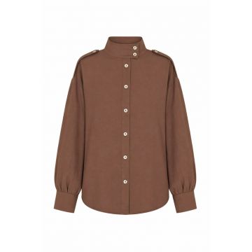 Camasa dama -  camasa casual - maneca lunga - maro cafea - 90% modal