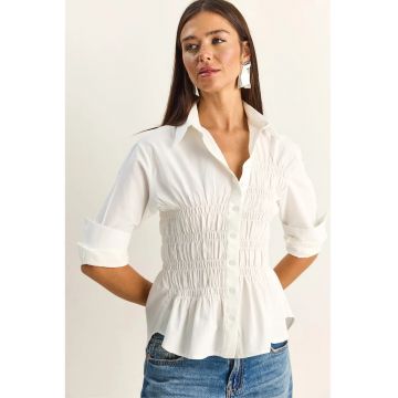 Camasa dama -  camasa regular fit - alb - bumbac - maneca lunga