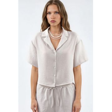 Camasa dama -  camasa scurta - casual - bej natural - poliester