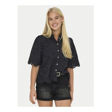 Camasa dama -  neagra - bumbac - croiala regular fit - maneca scurta -