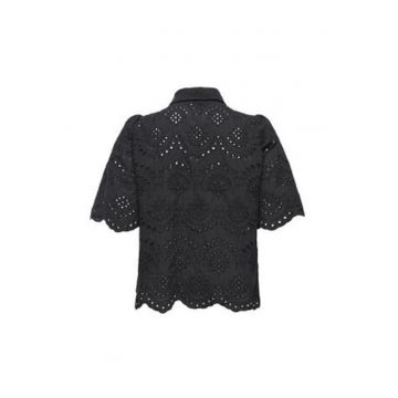 Camasa dama -  neagra - bumbac - croiala regular fit - maneca scurta -