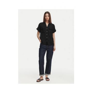 Camasa dama -  neagra - viscoza - croiala regulara - maneca scurta