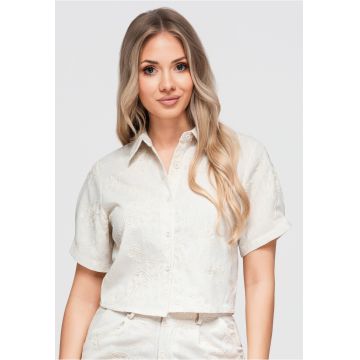 Camasa dama scurta cu guler clasic - maneci scurte - croi lejer OW-SH-E0060 - Ecru