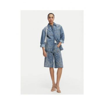 Camasa din denim -  albastra - croiala regulara - maneca lunga - bumbac