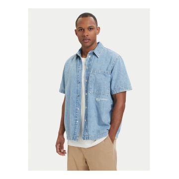 Camasa din denim -  albastru - bumbac - maneca scurta