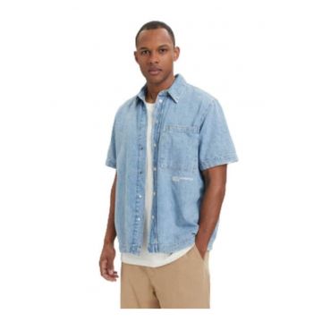 Camasa din denim -  albastru - bumbac - maneca scurta