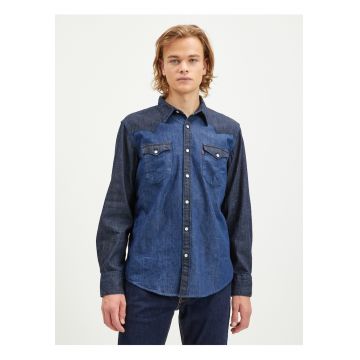 Camasa din denim cu buzunare aplicate -