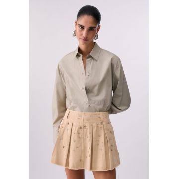 Camasa din poplin cu cordon in talie - Gri