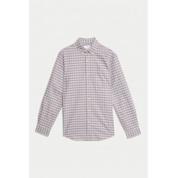 Camasa Oxford din bumbac The Ultimate - Alb/Violet/Grej
