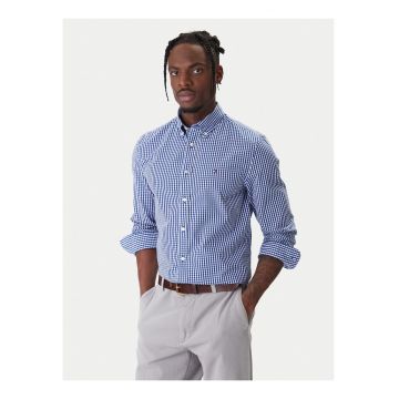 Camasa oxford in carouri cu detaliu logo -