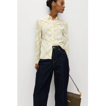 Camasa regular fit cu model - Alb/Verde masliniu deschis