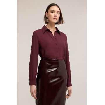 Camasa regular-fit cu model uni - Visiniu