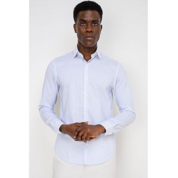 Camasa regular fit din amestec de bumbac - Alb/Albastru cobalt