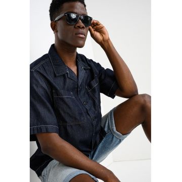 Camasa regular fit din denim - Bleumarin