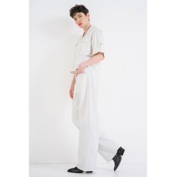 Camasa relaxed fit cu buzunare pe piept - Alb murdar