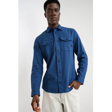 Camasa slim fit cu buzunare cu clapa Marine - Albastru inchis