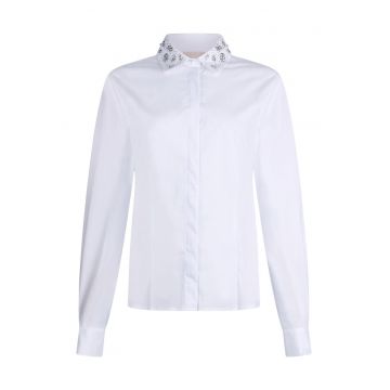 Camasa slim fit cu guler cu strasuri - Alb