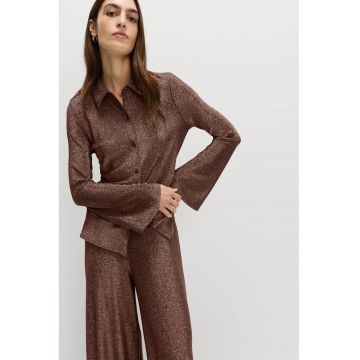 Camasa slim fit cu maneci evazate - Maro inchis
