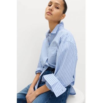 Camasa supradimensionata cu model dungi - Albastru pastel/Albastru pal
