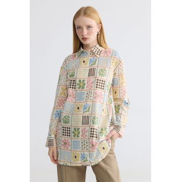 Camasa supradimensionata cu model - Multicolor
