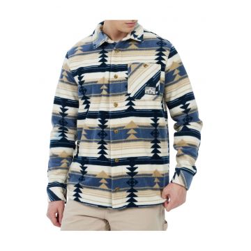 Jacheta dip fleece cu model geometric