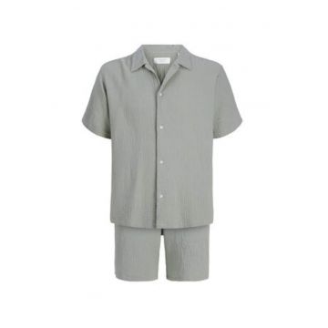 Set camasa si pantaloni scurti barbati -  verde - bumbac - croiala lejera
