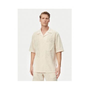 Camasa barbati -  bej - bumbac si poliester - maneca scurta - stil casual -