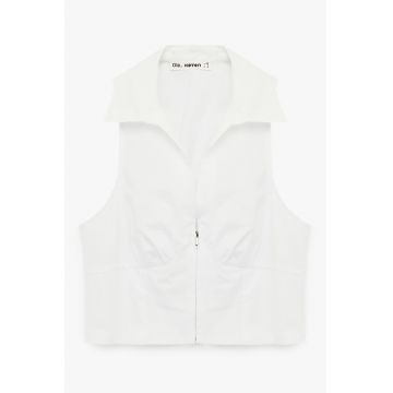 Camasa crop cu fermoar - Alb