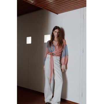 Camasa crop din bumbac - Multicolor