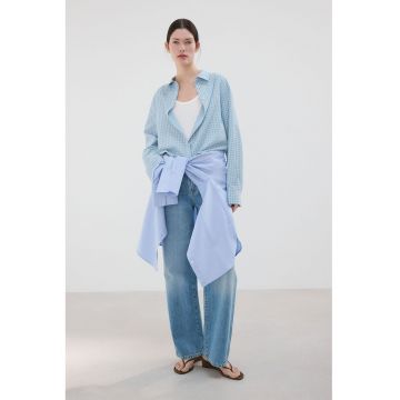 Camasa cu guler clasic si model in carouri - Albastru pastel
