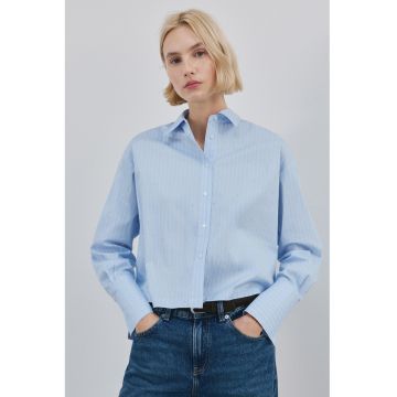 Camasa cu model in dungi si aplicatii cu paiete - Alb/Albastru pastel