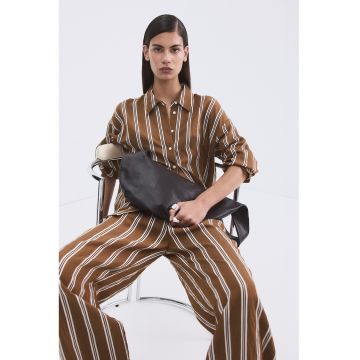 Camasa cu model in dungi si maneci lungi - Alb/Maro