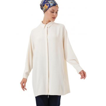 Camasa dama BigDart - cu maneca lunga - croiala lejera - ivoire - textil - Fildes Natural -