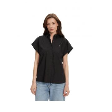 Camasa dama -  bumbac organic - maneca scurta - negru -