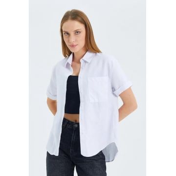 Camasa dama -  camasa Slim Fit Poplin cu buzunar - alb - textil
