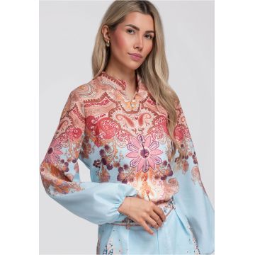 Camasa dama cu si maneci lungi - croi lejer OW-SH-E0062 - Albastru