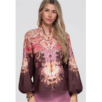 Camasa dama cu si maneci lungi - croi lejer OW-SH-E0062 - Maro