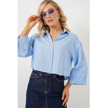 Camasa dama - HiCCUP BDART - oversize - albastru - viscoza-nylon