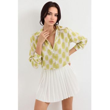 Camasa dama HiCCUP - textil - galben - maneca lunga - inchidere cu nasturi