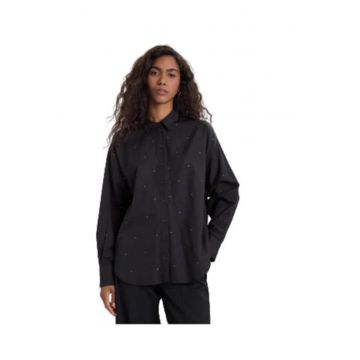 Camasa dama -  poliester/bumbac - negru -