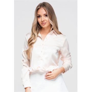 Camasa dama scurta cu guler clasic si mansete - fit lejer - OW-SH-E0059 - Bej