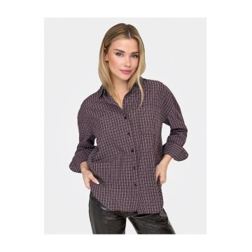 Camasa dama  supradimensionata carouri violet - Violet