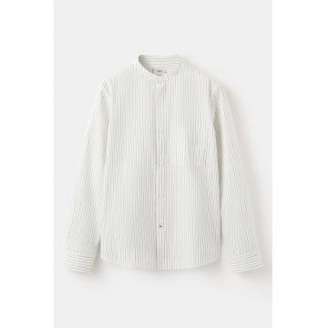 Camasa de bumbac cu dungi - Albastru pastel/Bej deschis